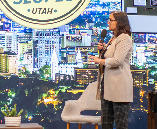 Lisa Montague speaking on nonprofit technology strategy